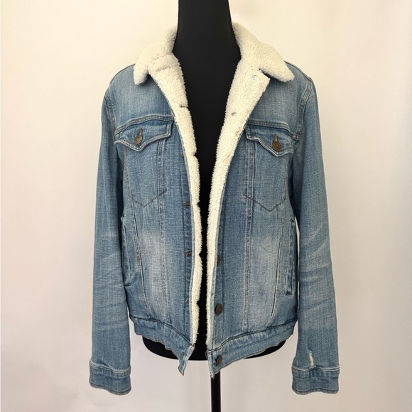 Pistola Madison Fleece Sherpa Lined Denim Trucker Jean Jacket, Light Blue,Size S - Picture 2 of 12